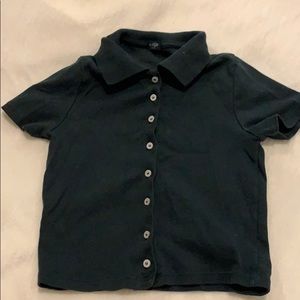 Dark green cropped button up